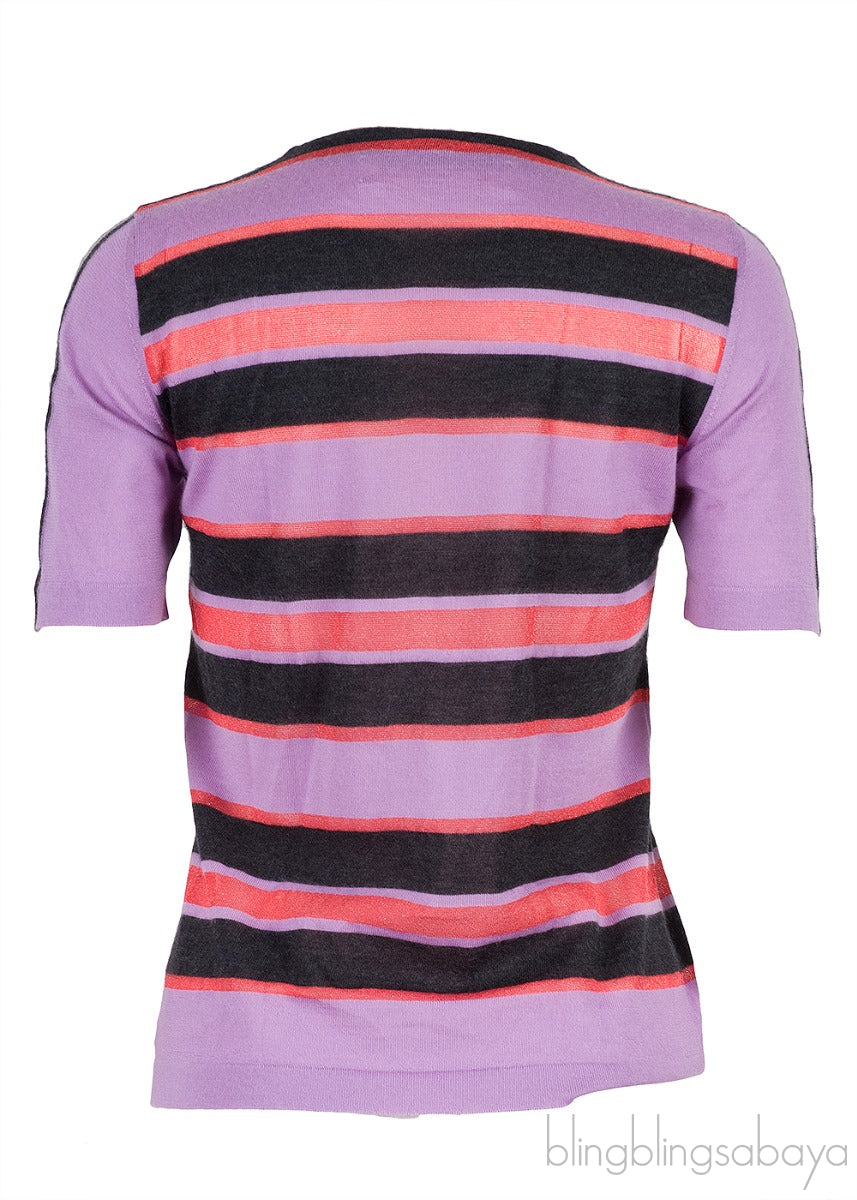 Purple Stripe Cashmere Blend Cardigan