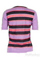 Purple Stripe Cashmere Blend Cardigan