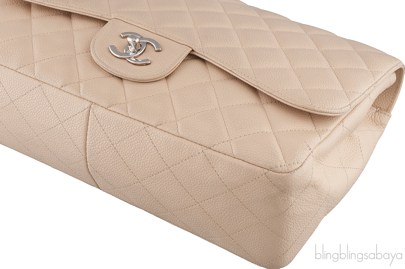 Beige Caviar Jumbo Flap Bag