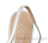 Silver Metallic Cap Toe Slingback