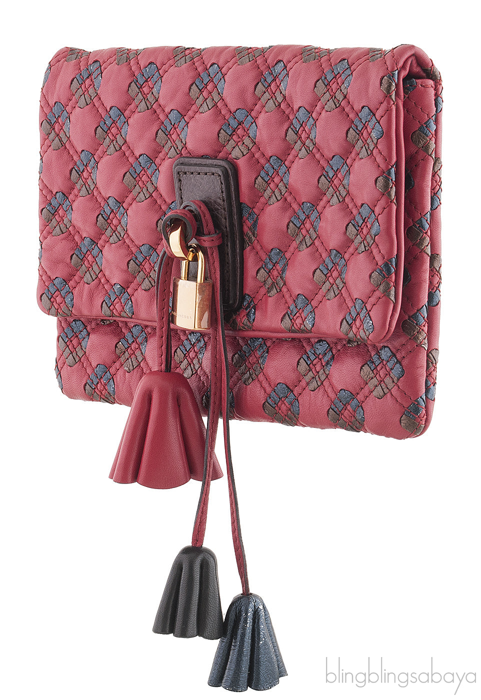 Quilted Leather Tassel Padlock Clutch