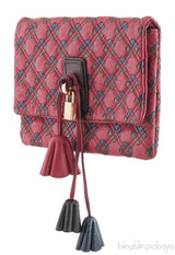 Quilted Leather Tassel Padlock Clutch