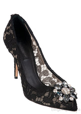 Belucci Taormina Black Lace Embellished Pumps