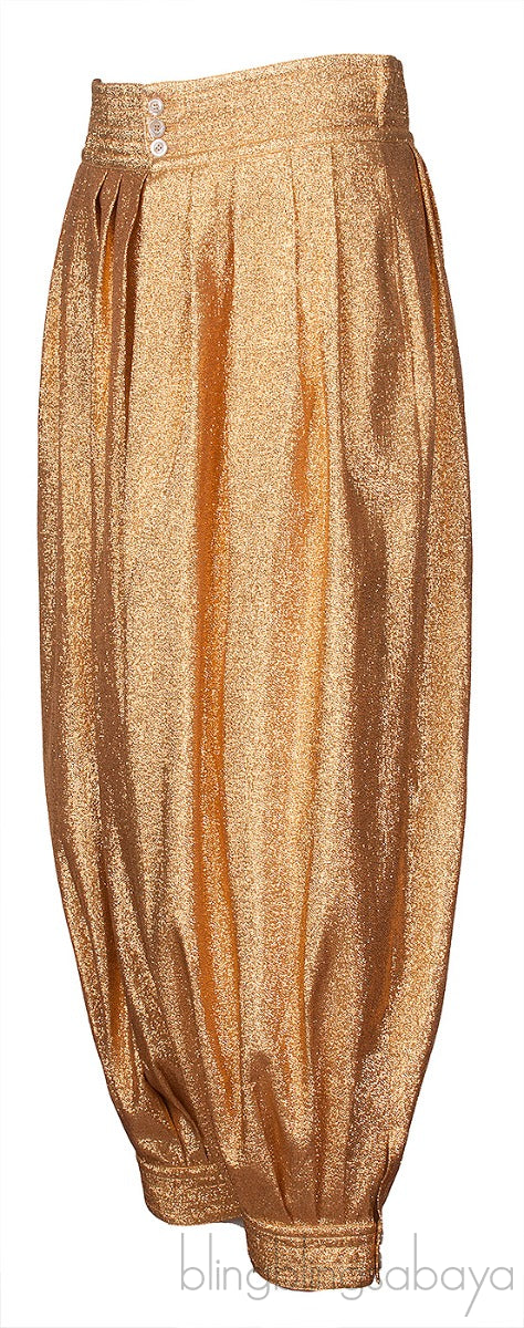 Metallic Gold Lurex Crepe Bloomer Pants