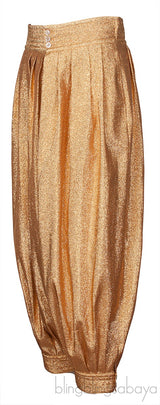 Metallic Gold Lurex Crepe Bloomer Pants
