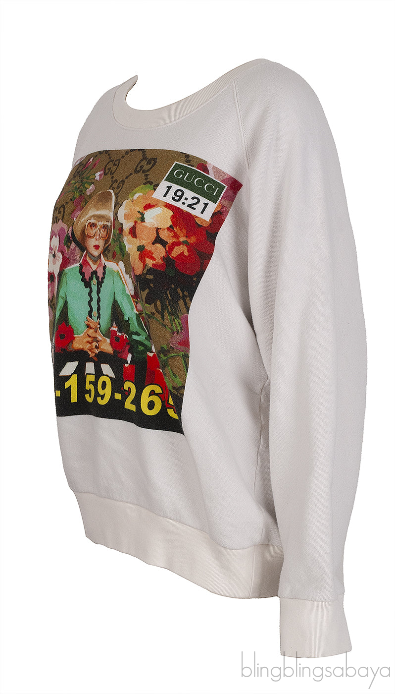GG Off White Ignasi Monreal Graphic Print Cotton Sweatshirt