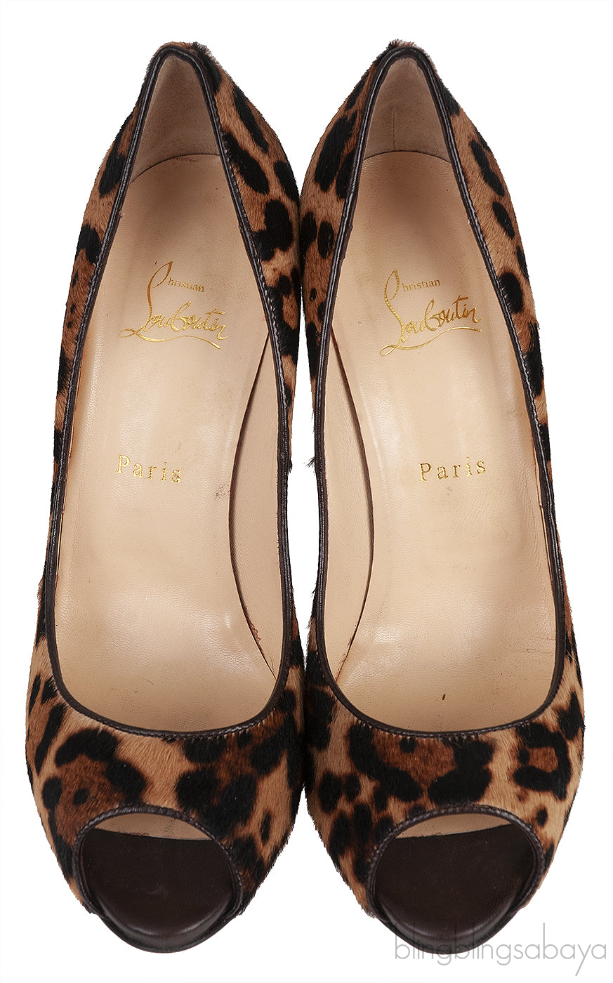 Leopard Pony Peep Toe Pump