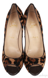 Leopard Pony Peep Toe Pump