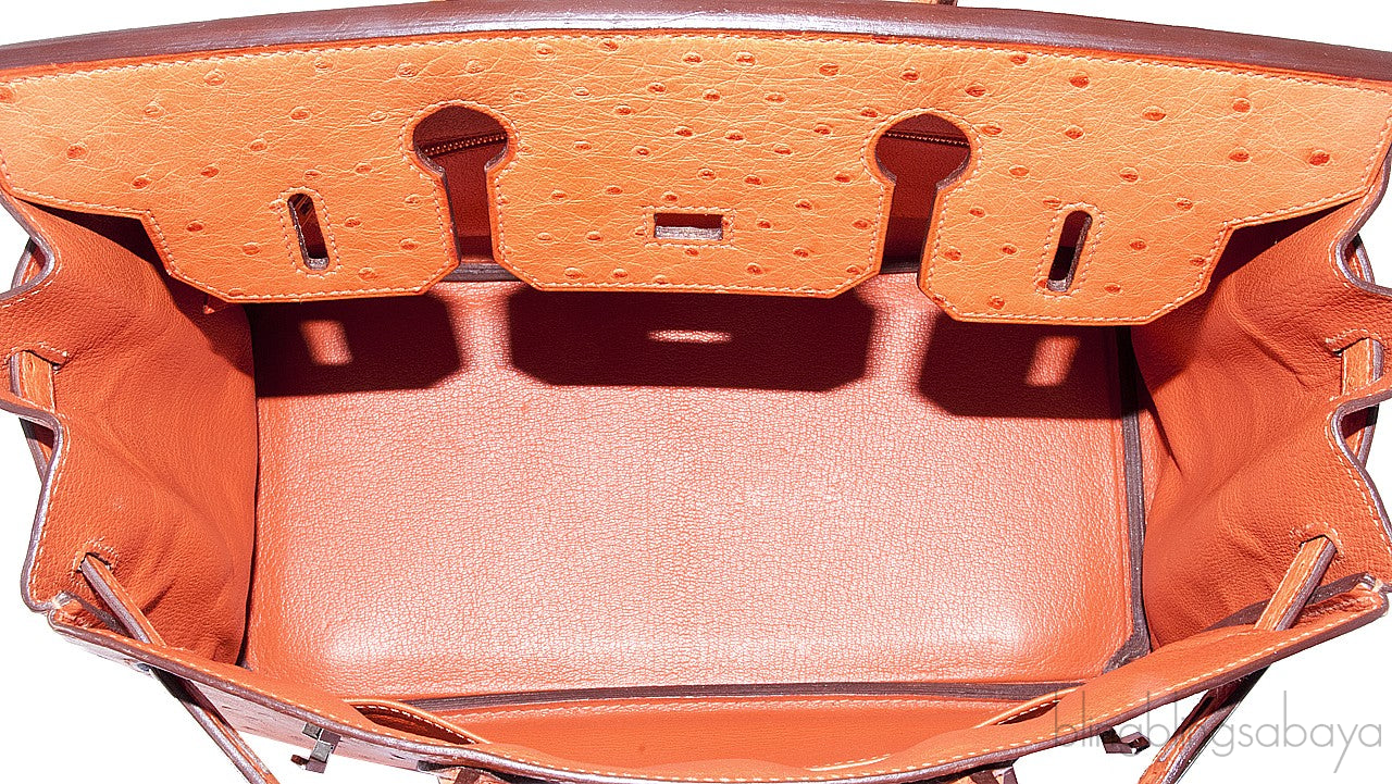 Birkin 30 Orange Ostrich PHW