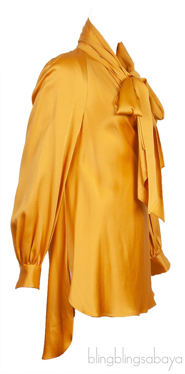 Yellow Gold Long Back Tie-neck Shirt