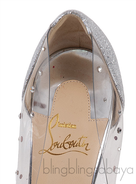 Silver PVC Crystal Heels