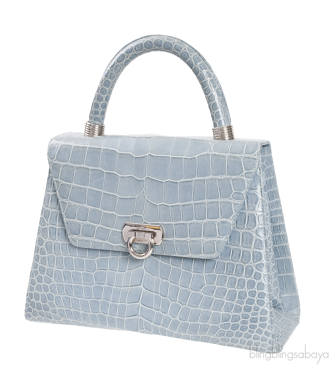 Cesare Furs Blue Gray Crocodile Handbag