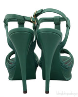 Green T Strap Slingback Heels