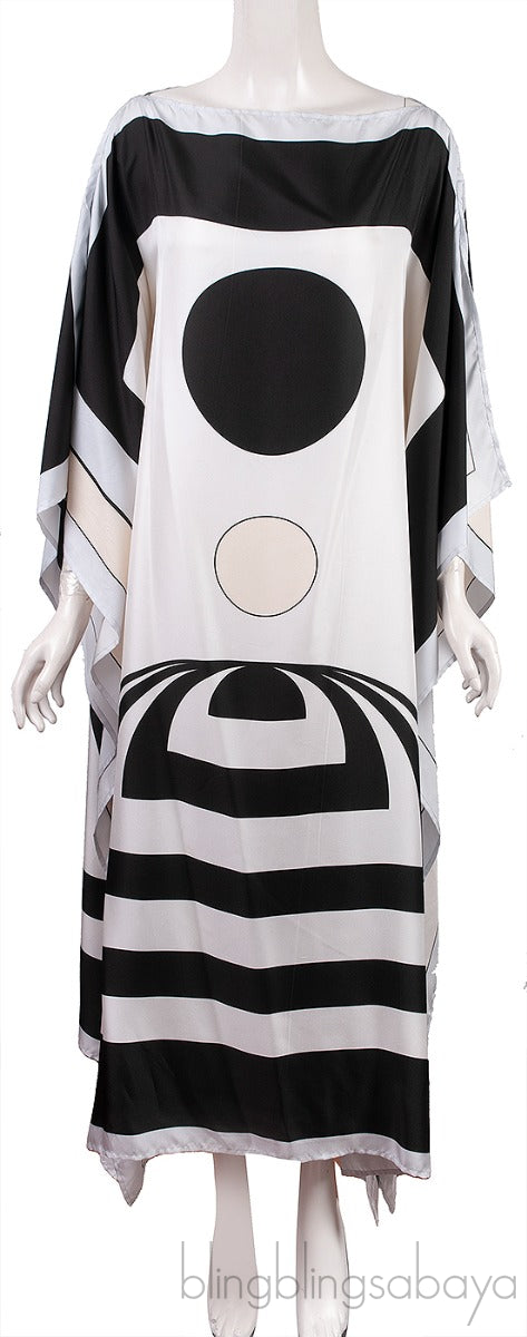 Multicolor Silk Kaftan Dress