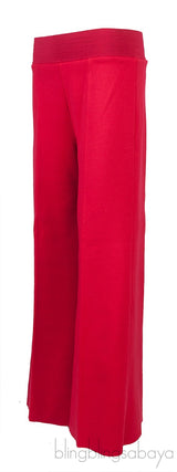 Red Stretch Knit Wide Leg Trouser