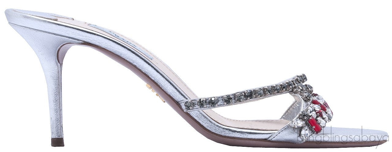 Jewel Embellished Silver Sandals