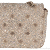 Crystal Bead Jewel Gold Medium Flap Bag