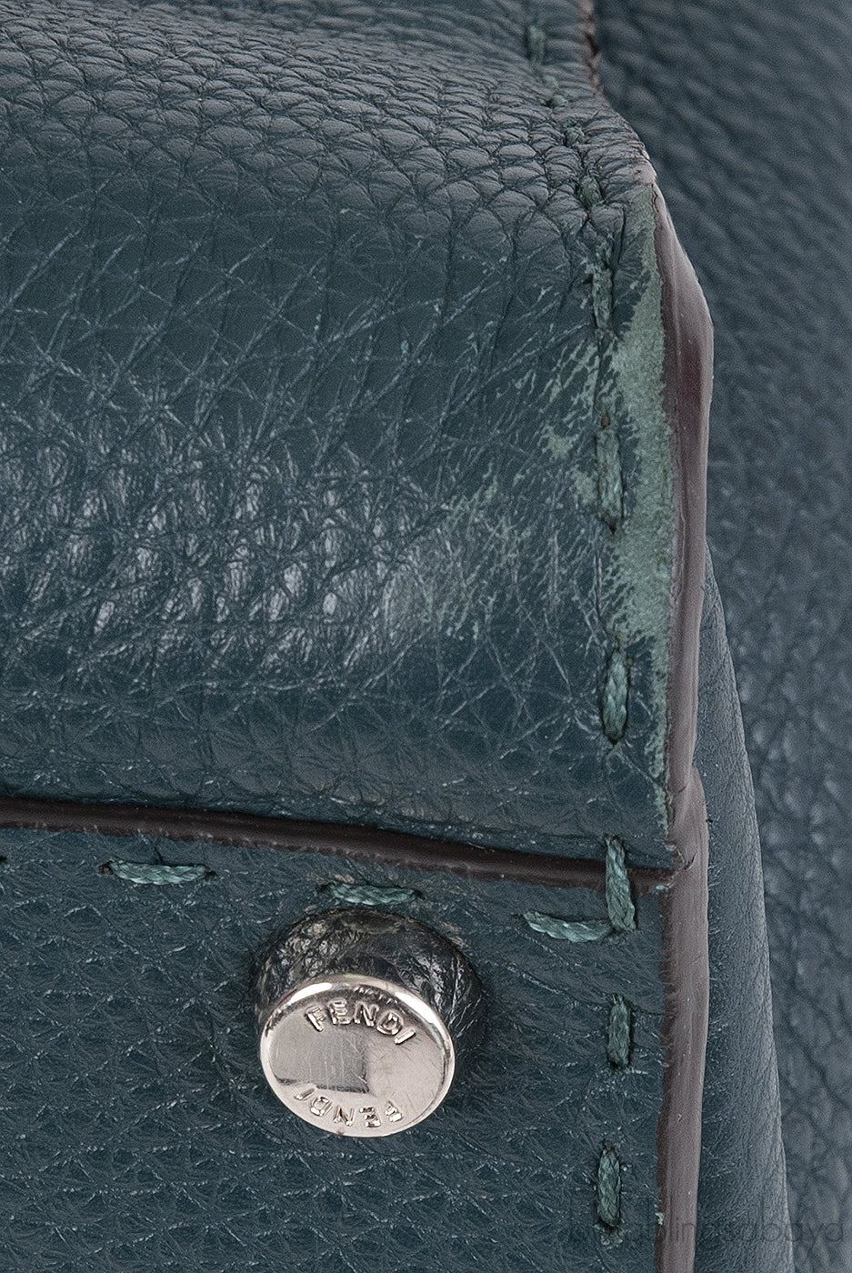 Fendi Selleria Peekaboo Dark Green Medium Python Handle Bag