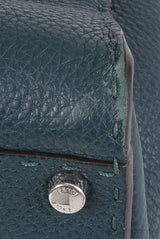 Fendi Selleria Peekaboo Dark Green Medium Python Handle Bag