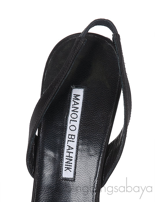 Manolo Blahnik Cassia Black Peep Slingback Pump