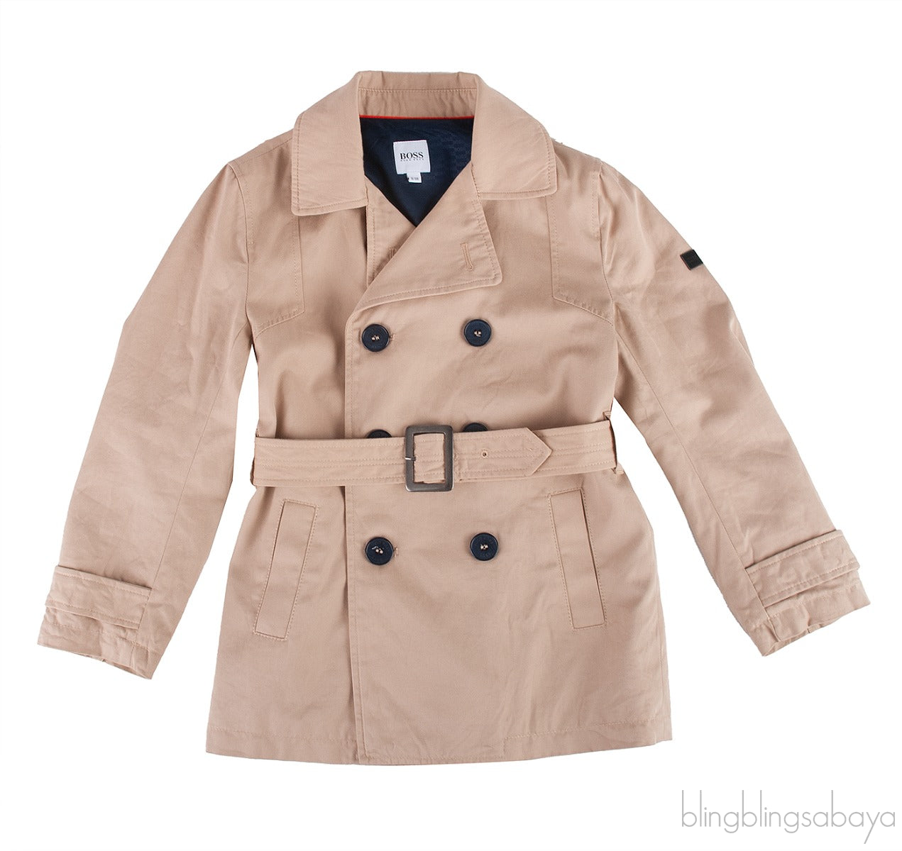 Brown Cotton Kids Trench Coat