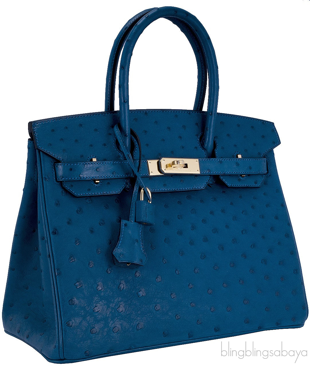 Birkin 30 Ostrich Blue Cobalt