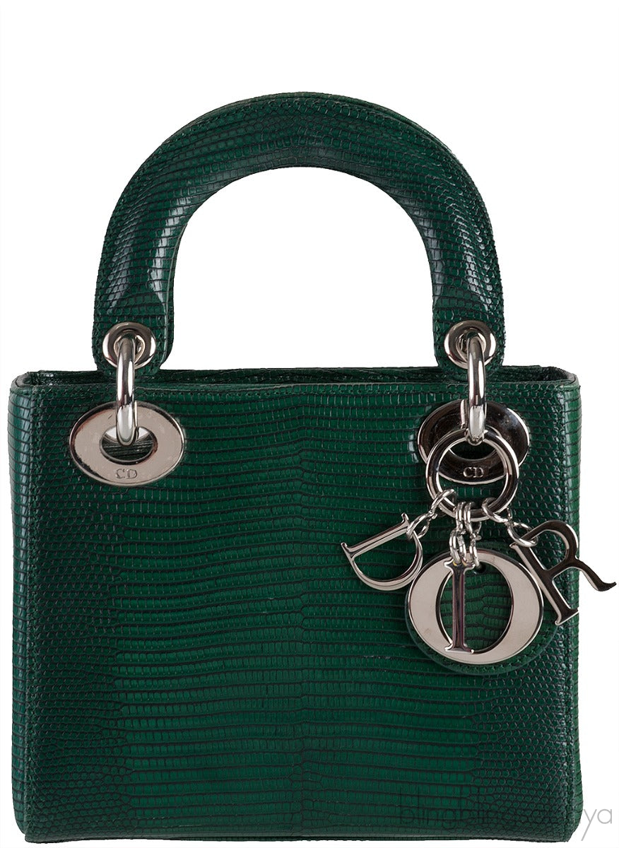 Lady Dior Emerald Green Mini Lizard
