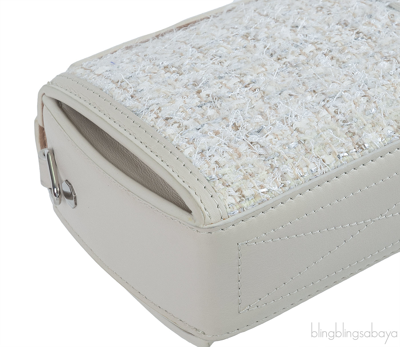 Alexander McQueen Cream Tweed Nano Box Handbag