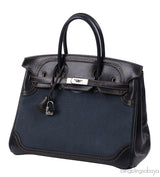 Hermès Birkin 35 Ghillies Noir Veau Evercolor Denim Fonce