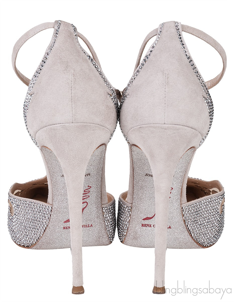 Crystal Emb. Mesh Trimmed Pumps