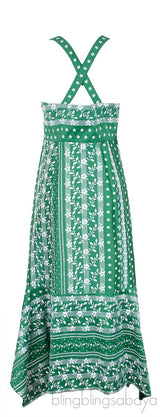 Oleanna Asymmetric Emb. Cotton Silk Midi Dress