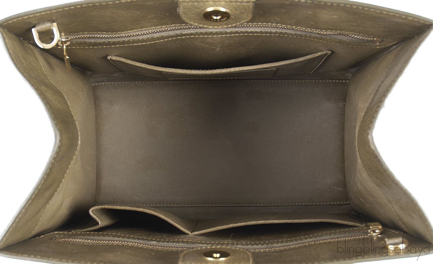 Olive Green Ostrich Top Handle Bag