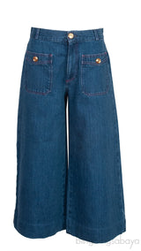 Blue Denim Wide Leg Trouser