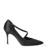 Black Satin Pointed Toe Heels