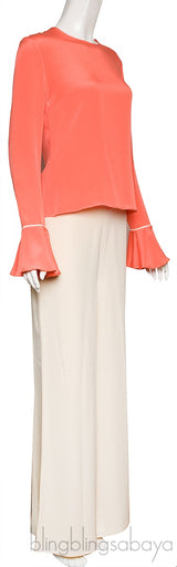 Coral Long Sleeve Shirt & Wide Leg Trouser