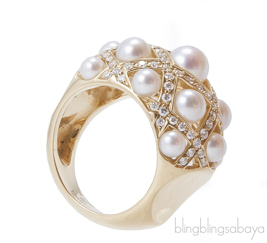 Pearl Diamond Matelasse Ring