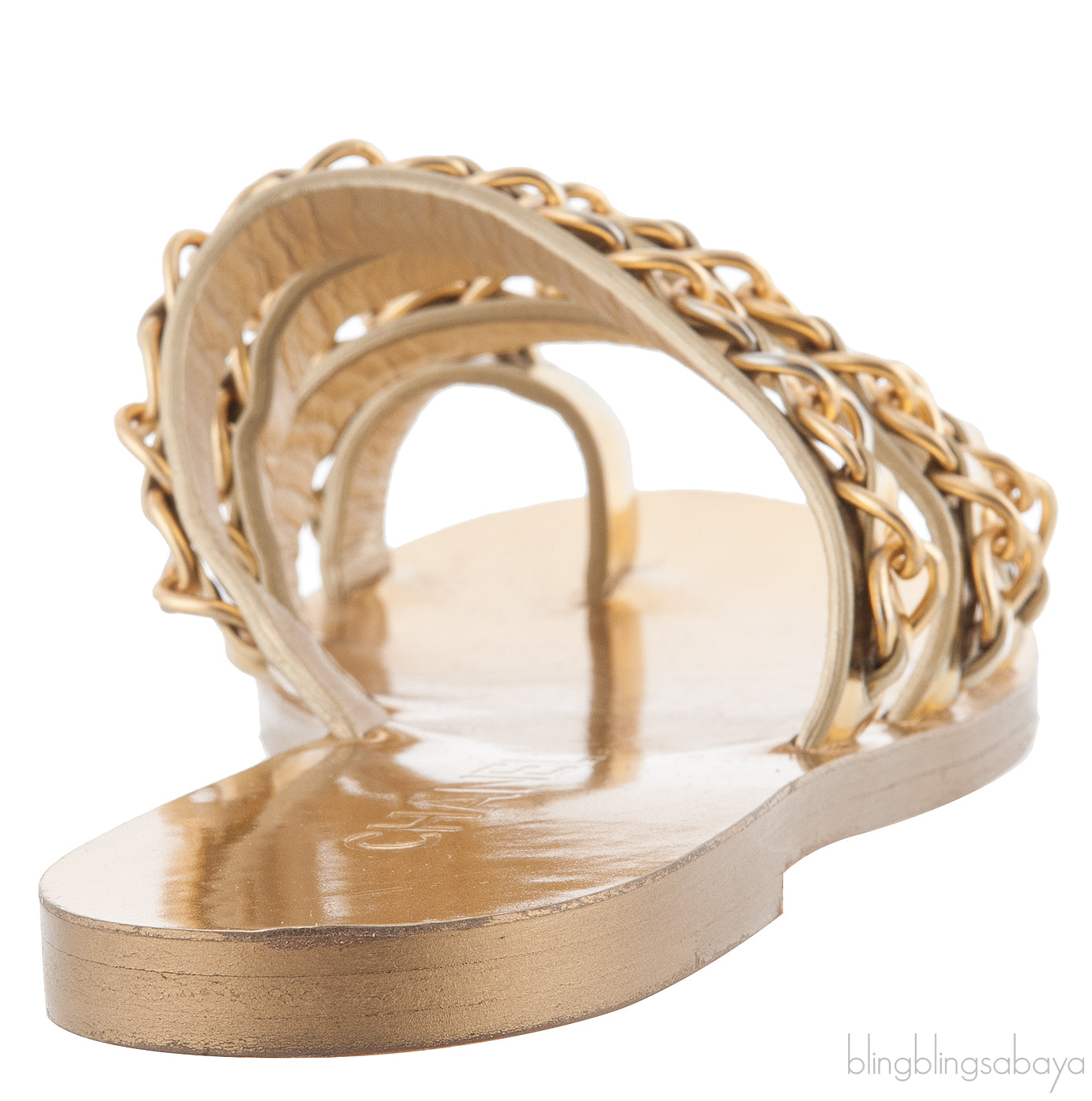 Gold Chain Leather Sandals