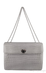 Grey Cornelia Lunch Box Crocodile Bag