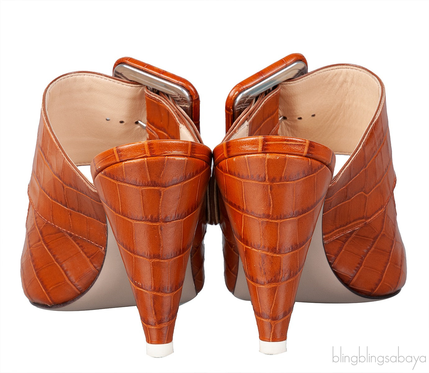 Brown Croc Embossed Chloe Mules