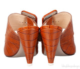 Brown Croc Embossed Chloe Mules