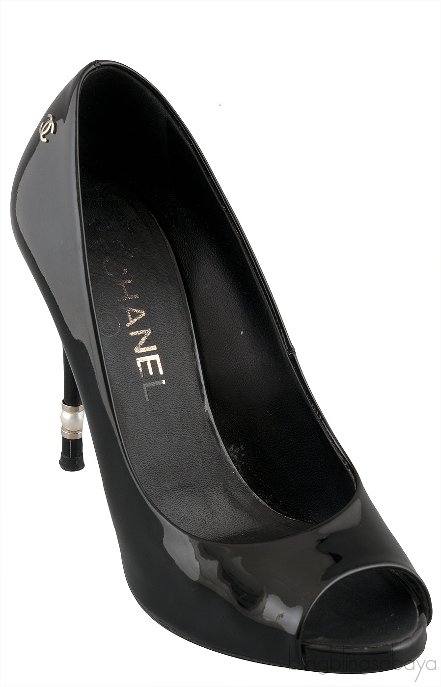 Patent Black Peep Toe Heels