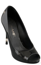 Patent Black Peep Toe Heels