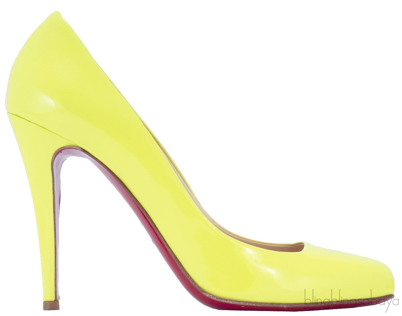 Yellow Patent Decollete Pumps