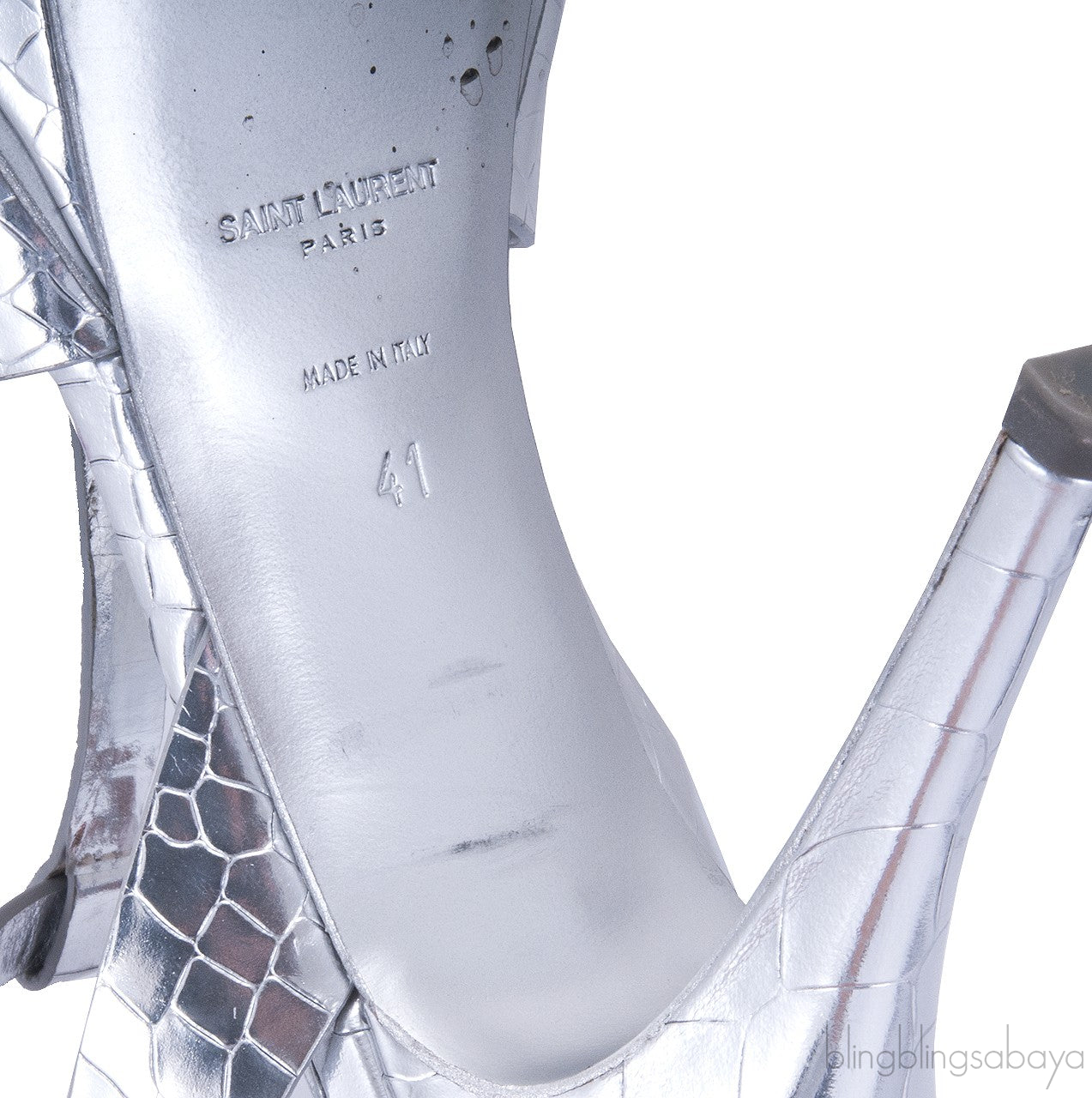 Tribute Crocodile Print Silver Patent