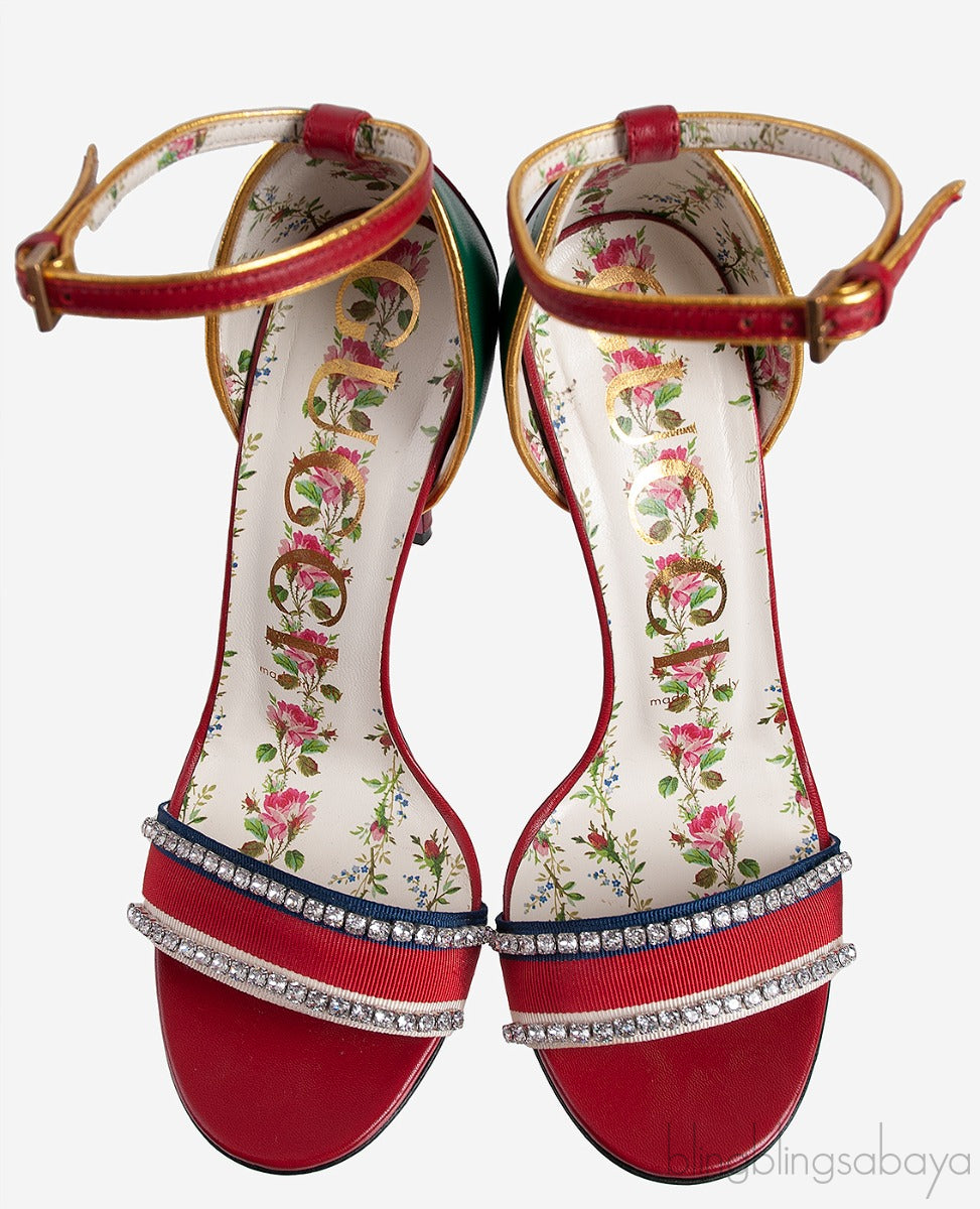 Multicolored Grosgrain Crystal Sandals