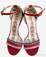 Multicolored Grosgrain Crystal Sandals