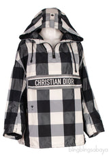 Dior Black & Off White Plaid Polyester Rain Jacket