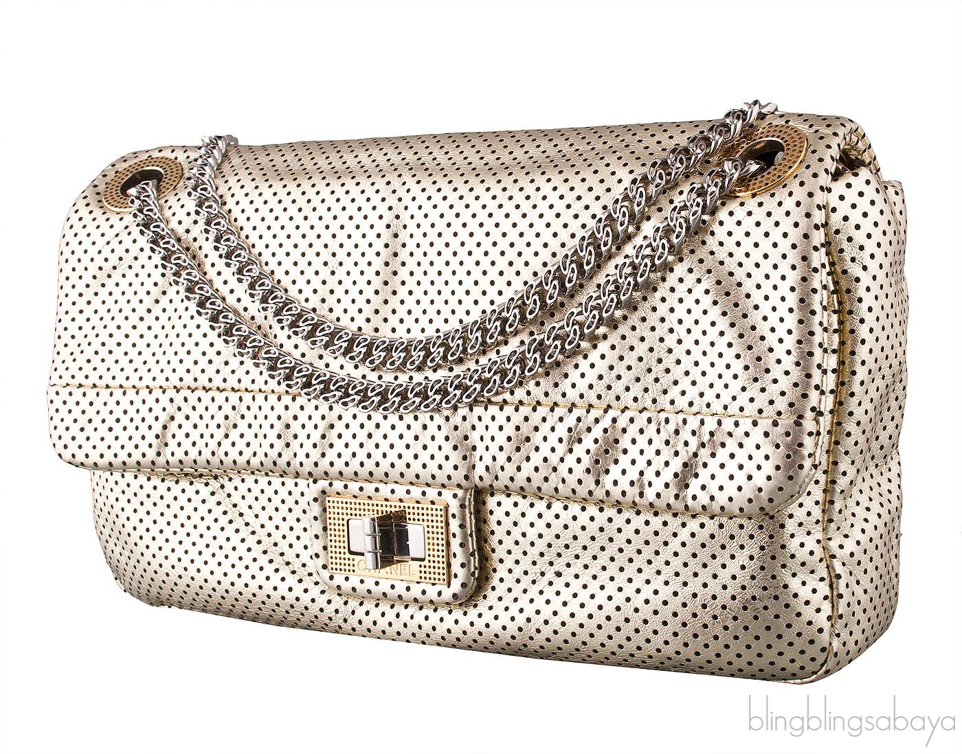 Gold Perforated Drill Flap Bag