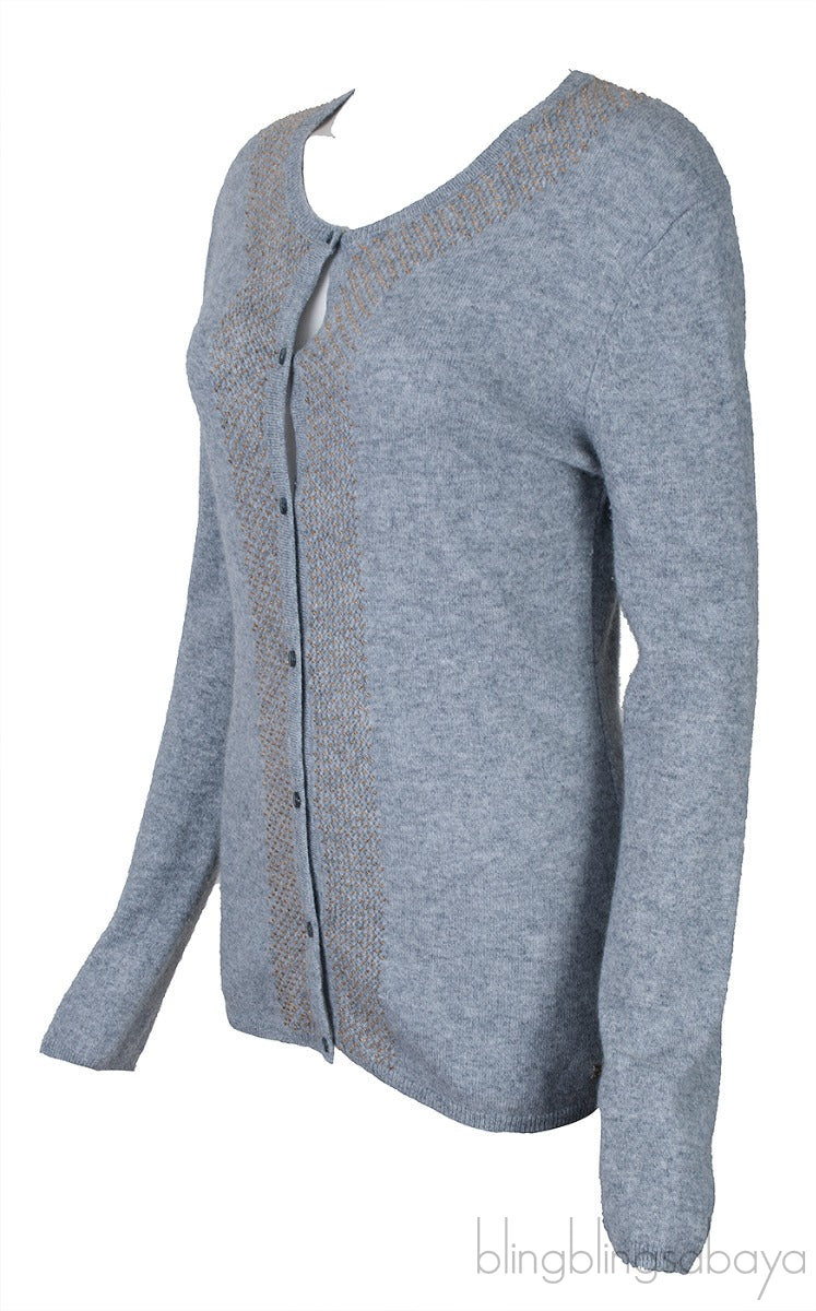 Grey Wool Beaded Cardigan