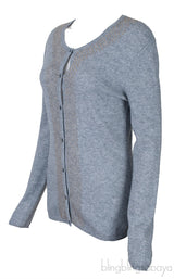 Grey Wool Beaded Cardigan